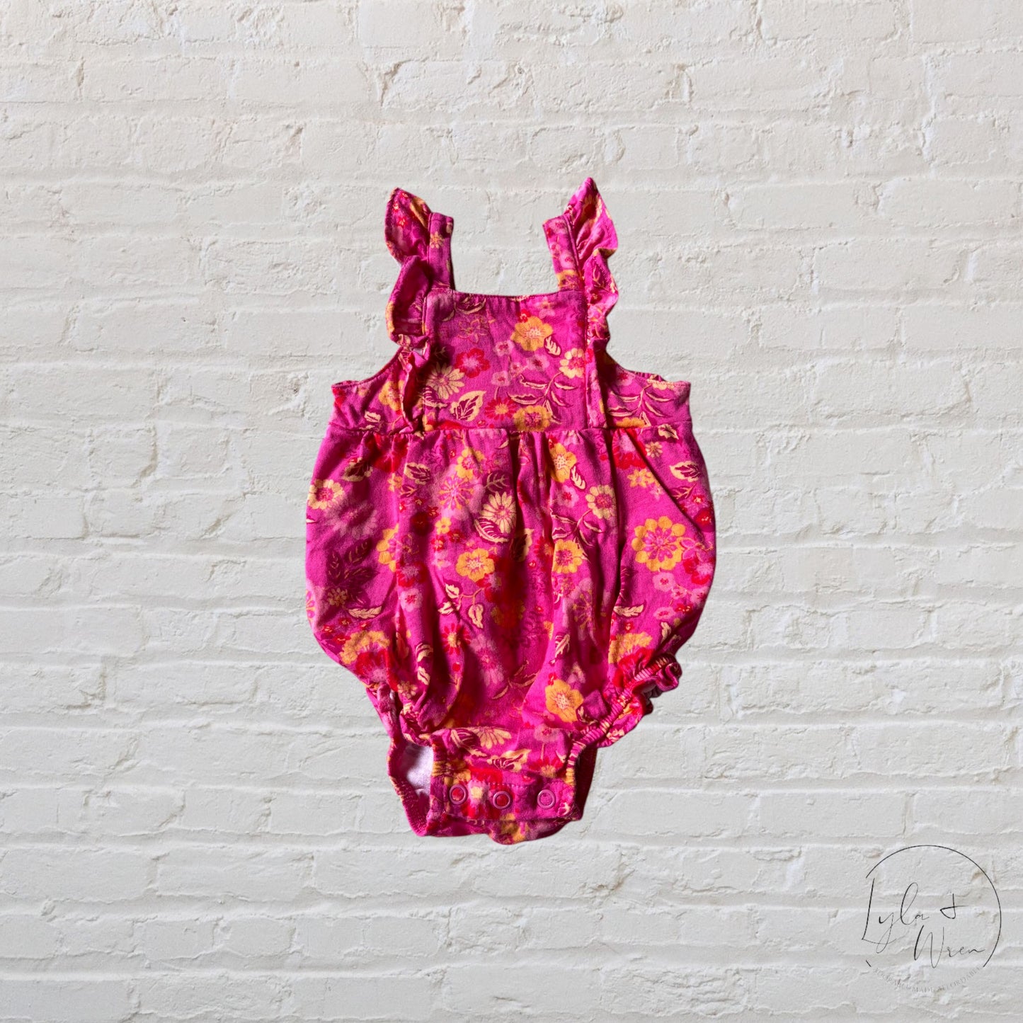 Carter’s Pink + Orange Floral Romper | 6 M