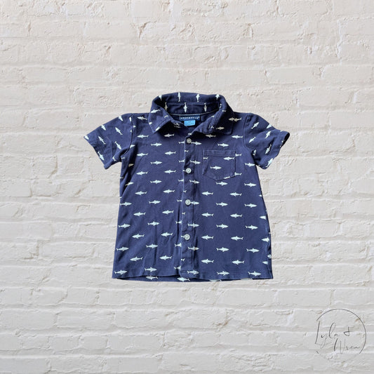 Andy & Evan Shark Print Button Up Shirt | 2T