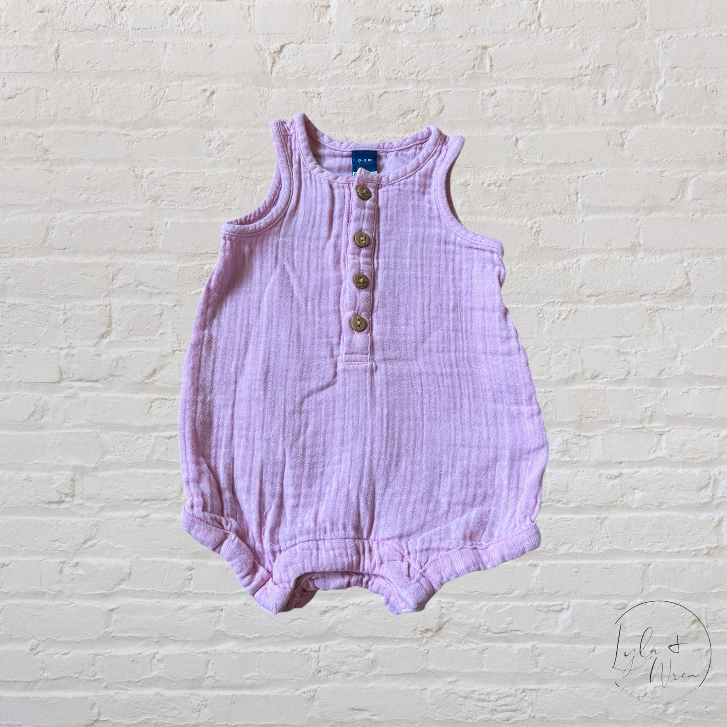 Old Navy Pink Henley Romper | 3-6 M