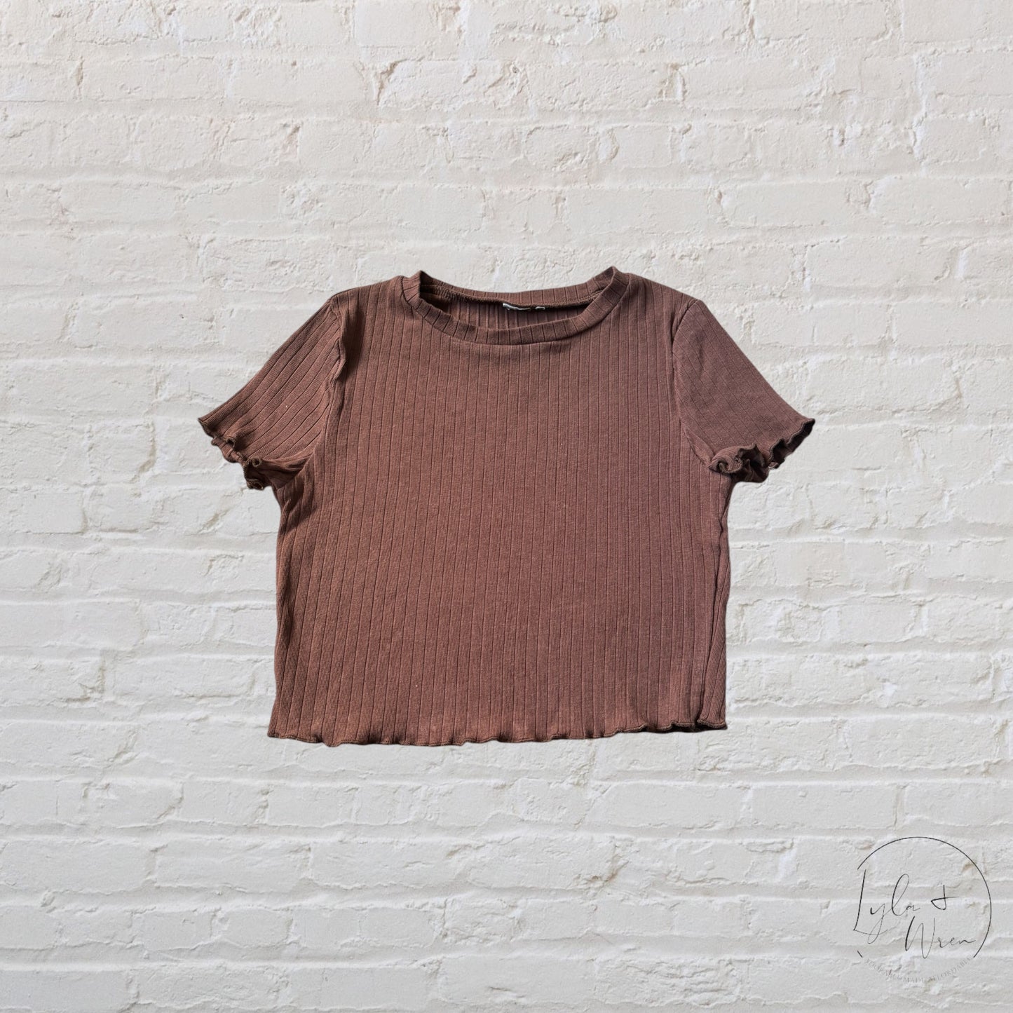 H&M Chocolate Crop Ribbed Tee | 9/10