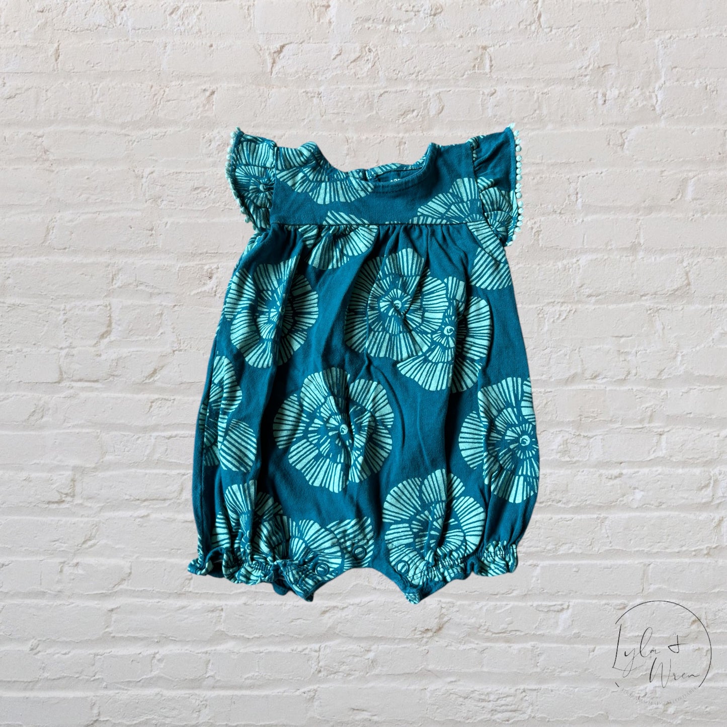 Carter’s Teal Flutter Sleeve Romper | 3 M