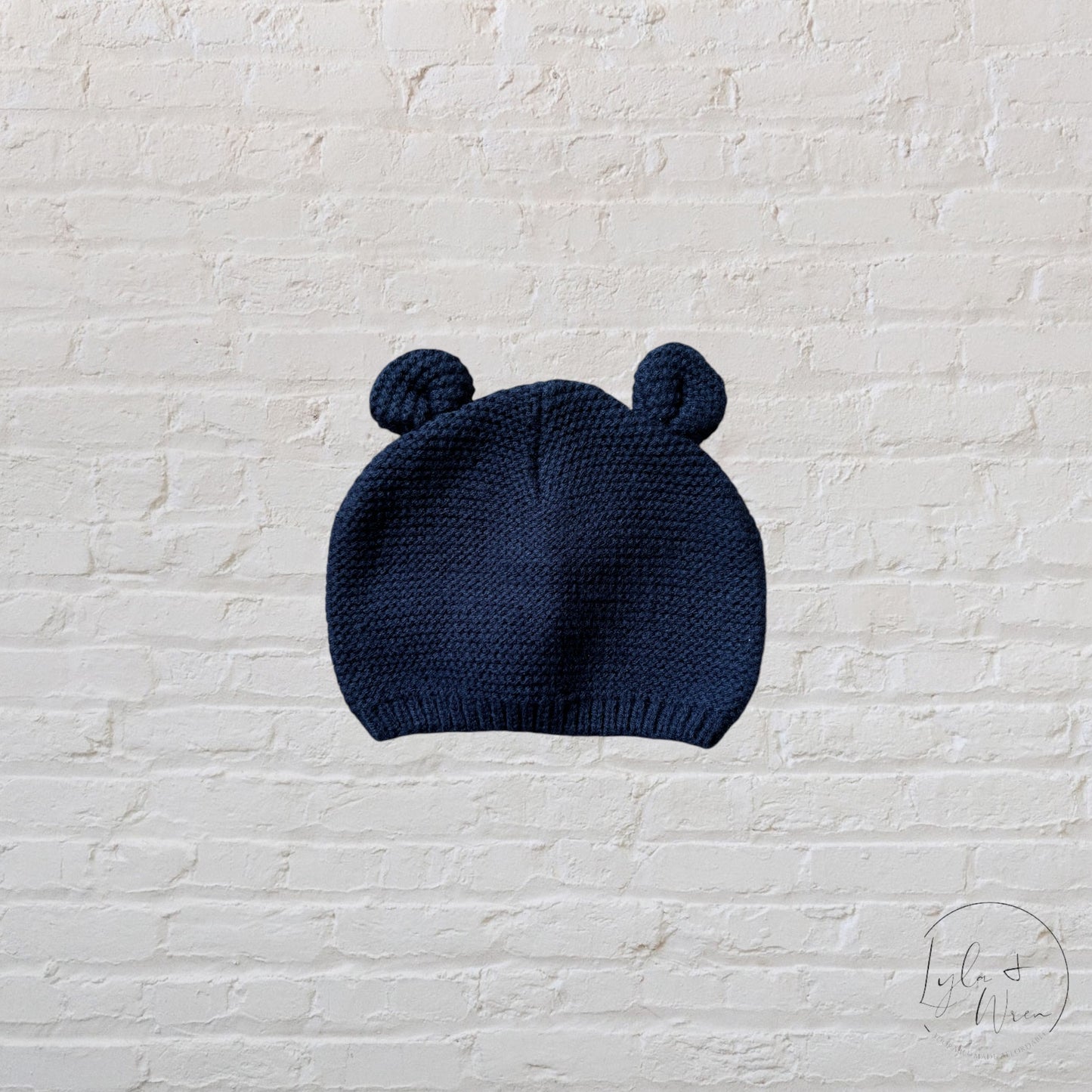 Navy Blue Knit Bear Hat | Infant