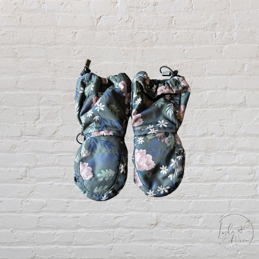 Stonz Green & Pink Floral Winter Gloves | 2-4 Years