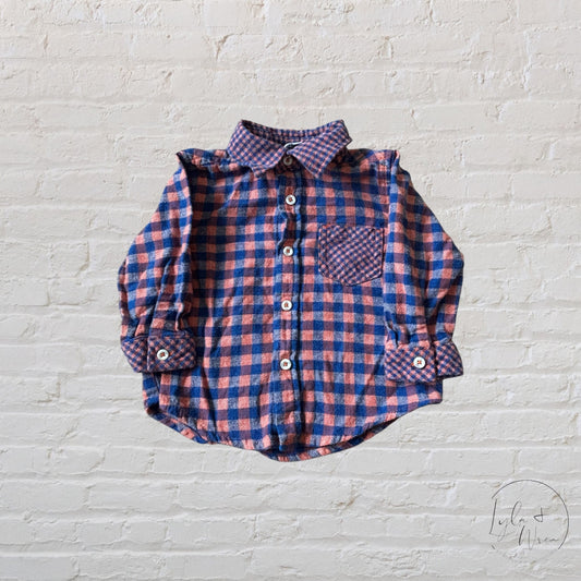 George Orange + Blue Plaid Shirt | 12-18 M