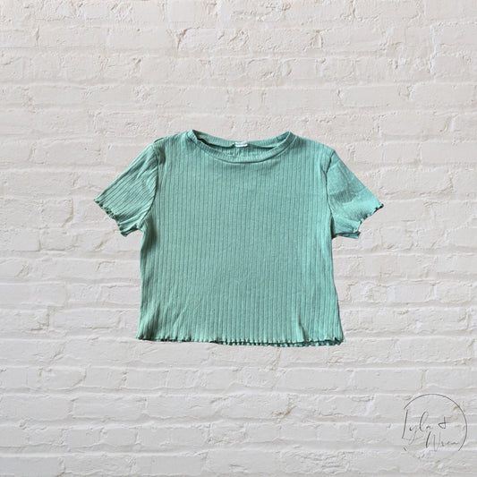 H&M Green Crop Ribbed Tee | 9/10