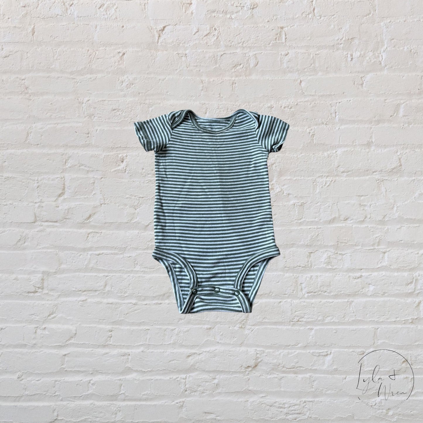 Carter’s Green + White Striped Bodysuit | 12 M