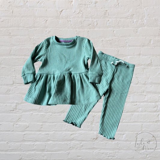 George Green Ribbed Outfit Set | 3-6 M