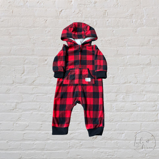 Carter's Red+Black Fleece Jumpsuit | 6 M