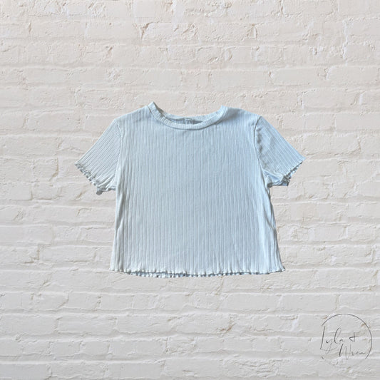 H&M White Crop Ribbed Tee | 9/10