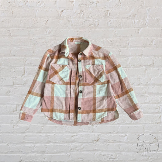 Mid Pink + Brown Flannel Shacket | 6/7