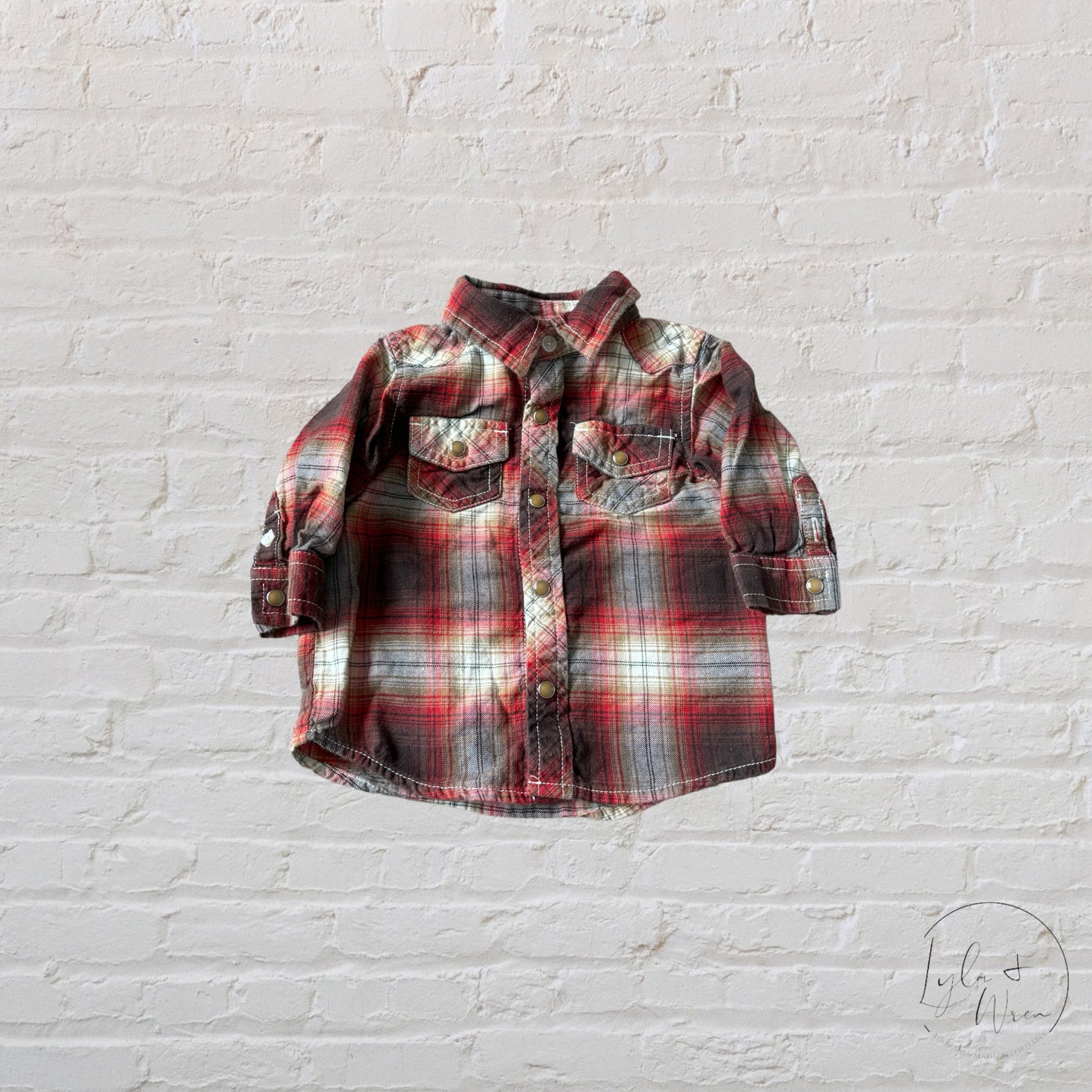 Baby Gap Red Plaid Button Down Shirt | 3-6 M