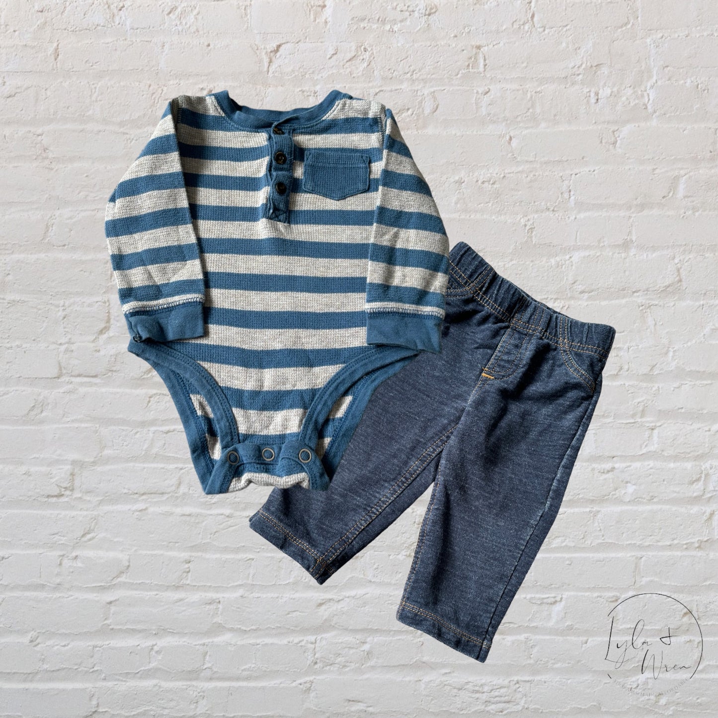 Carter's Henley Bodysuit + Soft Denim Jeans Set | 9 M