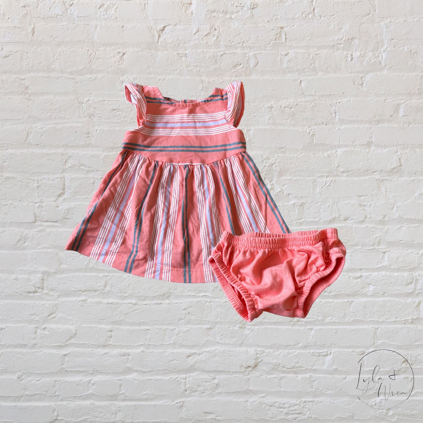 Child of Mine by Carter's Orange Striped Outfit Set | NB