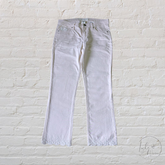 Pale Pink Scallop Trim Jeans | 13/14