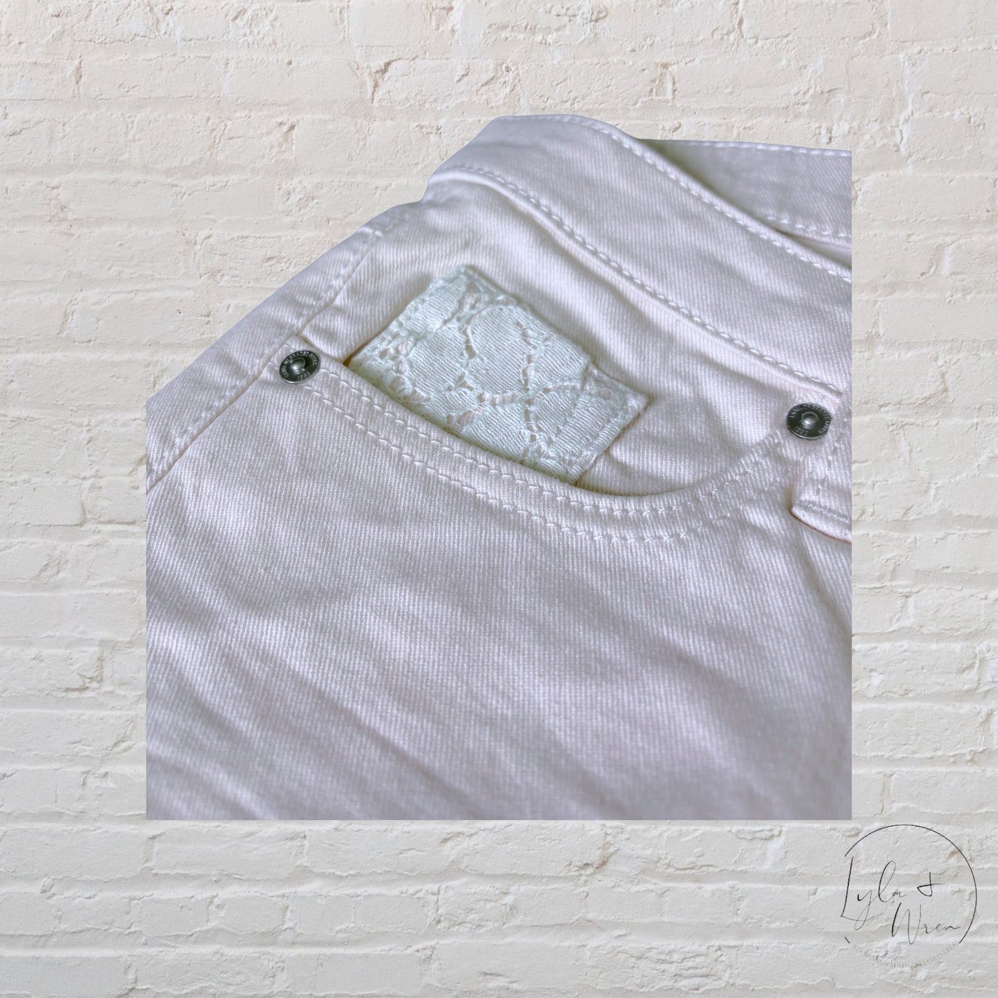 Pale Pink Scallop Trim Jeans | 13/14