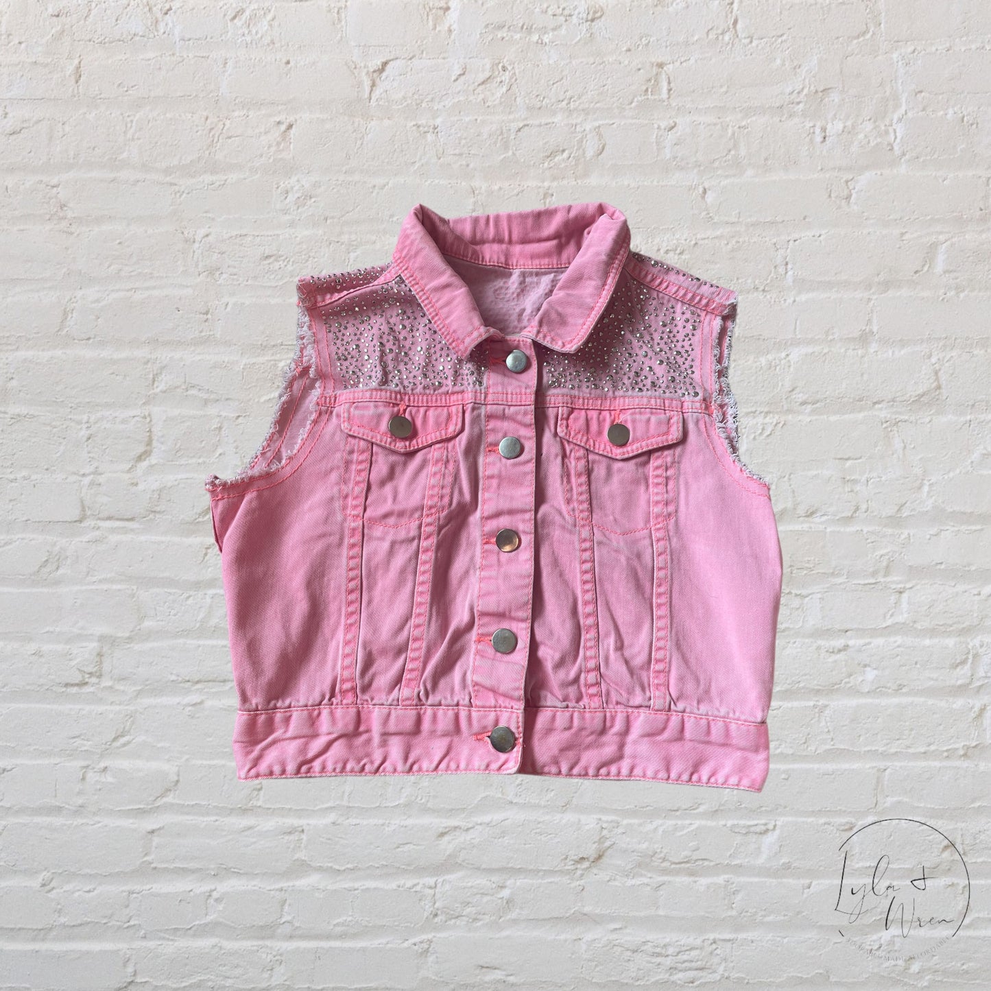 H&M Neon Pink Embellished Vest | 11-12 Y