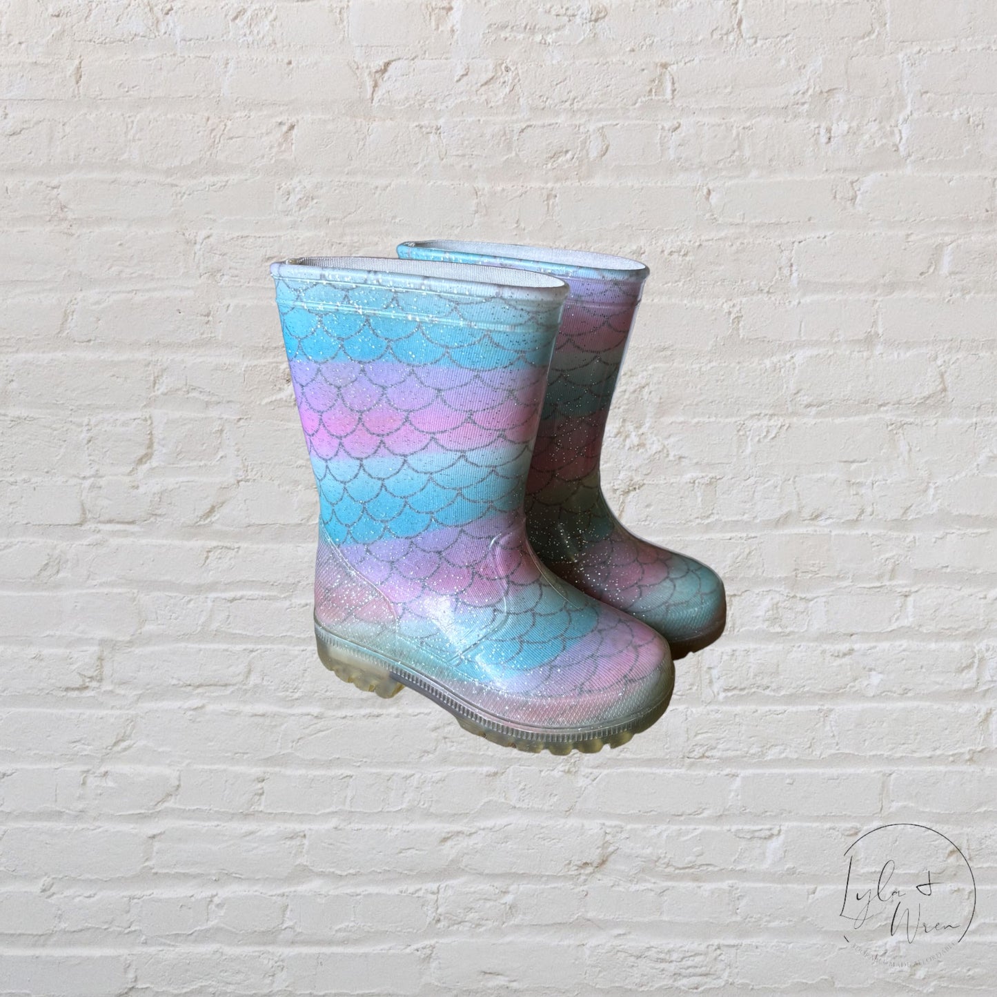 Mermaid Scale Glitter Rubber Boots | Toddler 7