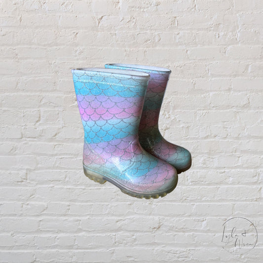 Mermaid Scale Glitter Rubber Boots | Toddler 7