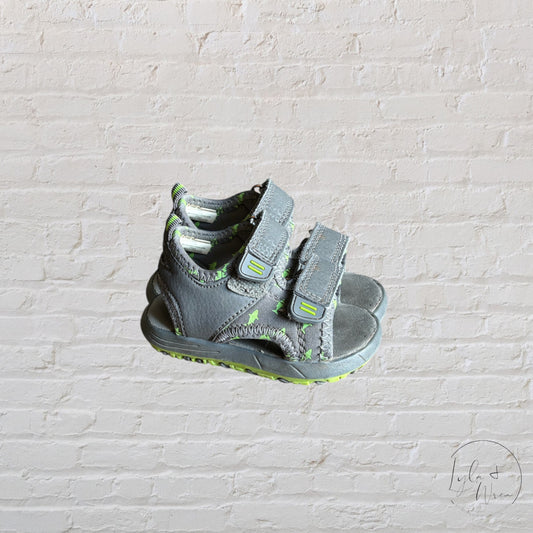 Grey + Green Shark Sandals | Toddler 4