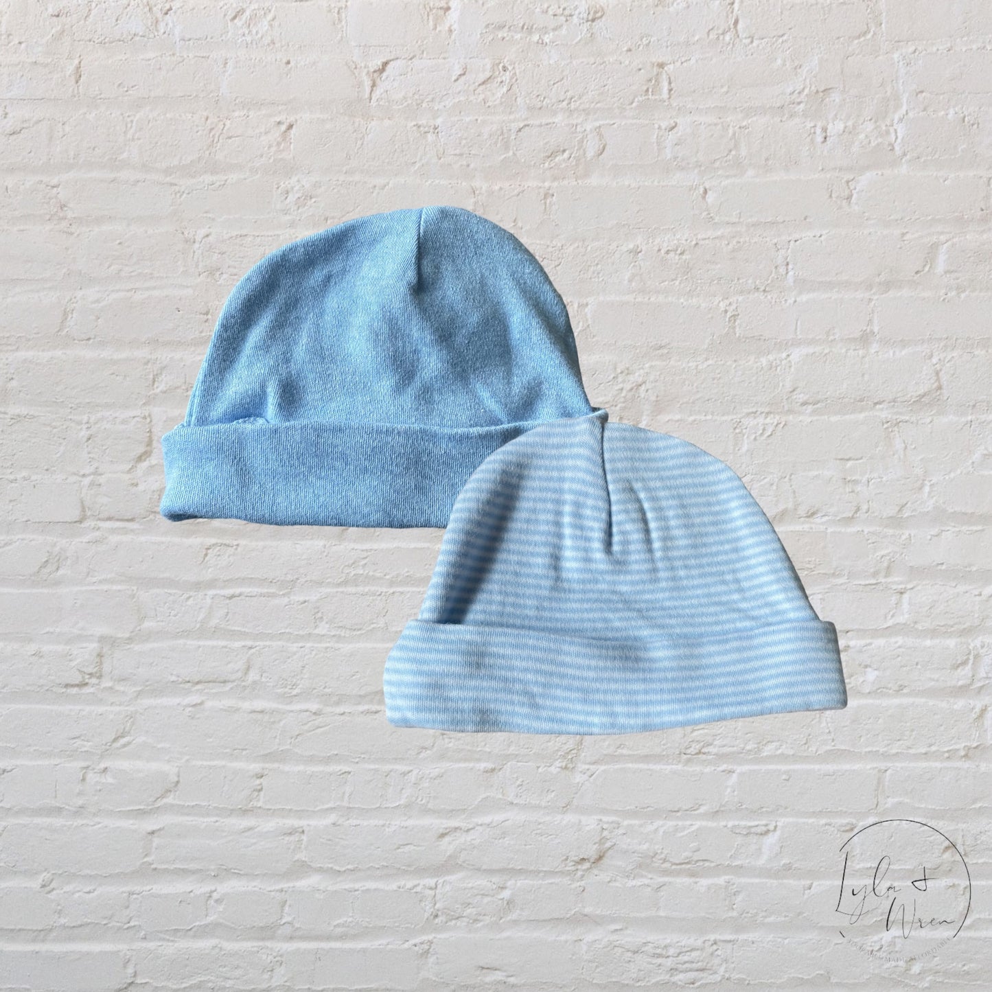 Blue + Blue Striped Infant Hats