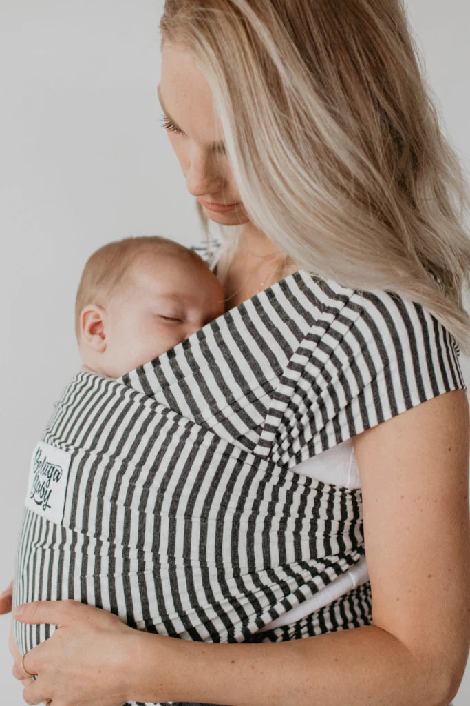 The Lori : Charcoal and White Stripe Beluga Baby Wrap