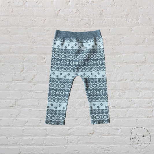 Grey Patterned Sweater Leggings | 3-6 M