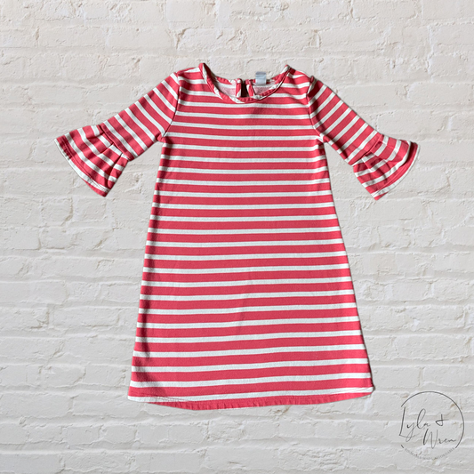 Old Navy Coral+White Striped Dress | 5T