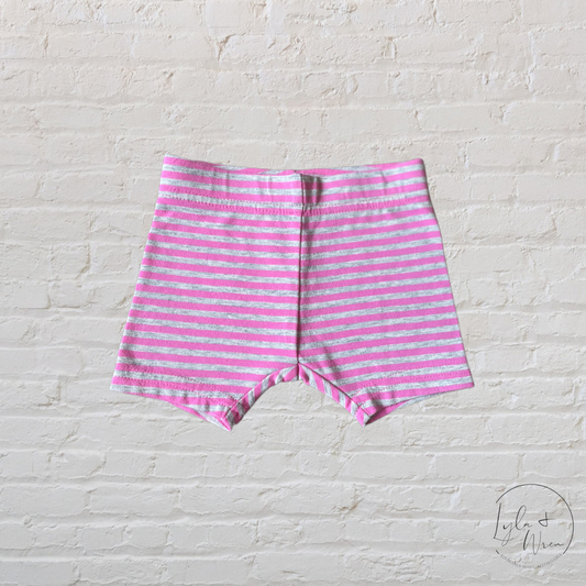 George Pink + Grey Striped Shorts | 0-3 M