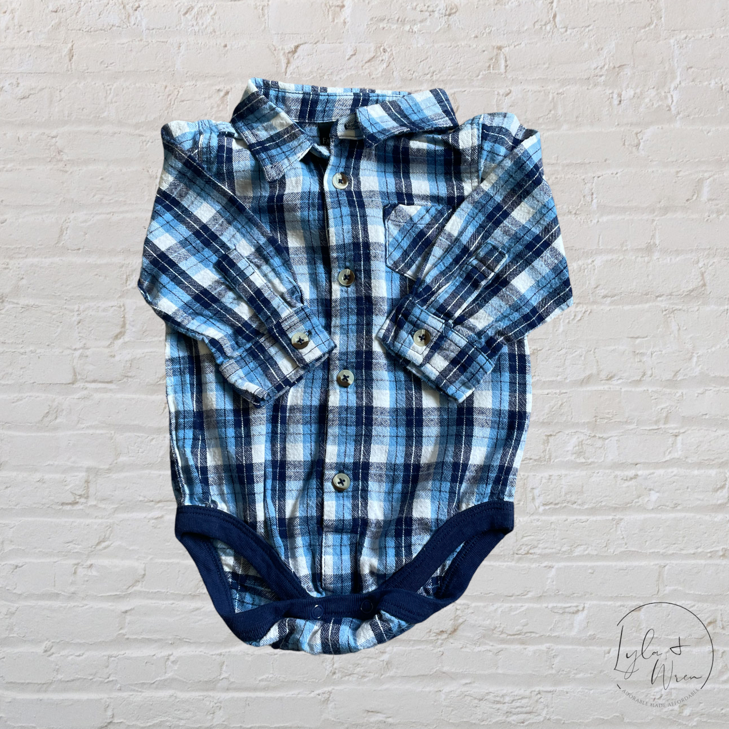 Faded Glory Plaid Bodysuit | 6-9 M