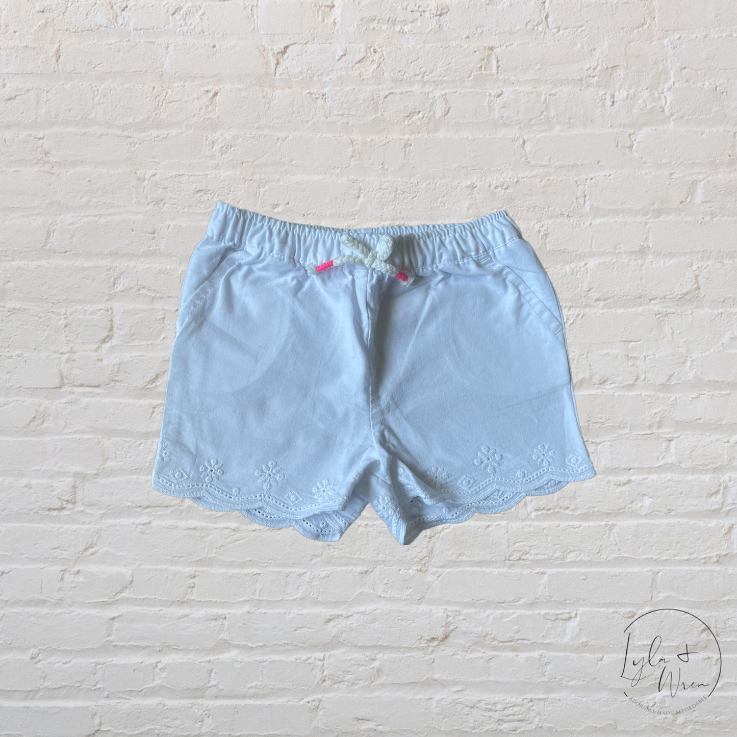 George White Eyelet Shorts | 6-12 M