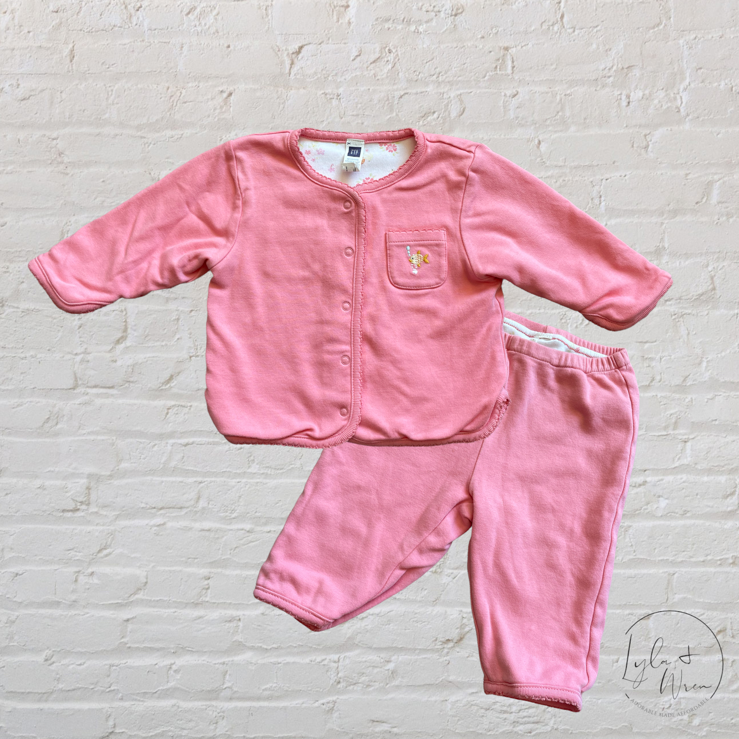 Gap Pink/Pattern Reversible 2 Piece Set | NB