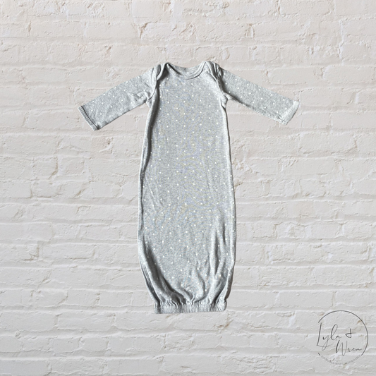 Grey + White Sleeping Gown | 0-3 M