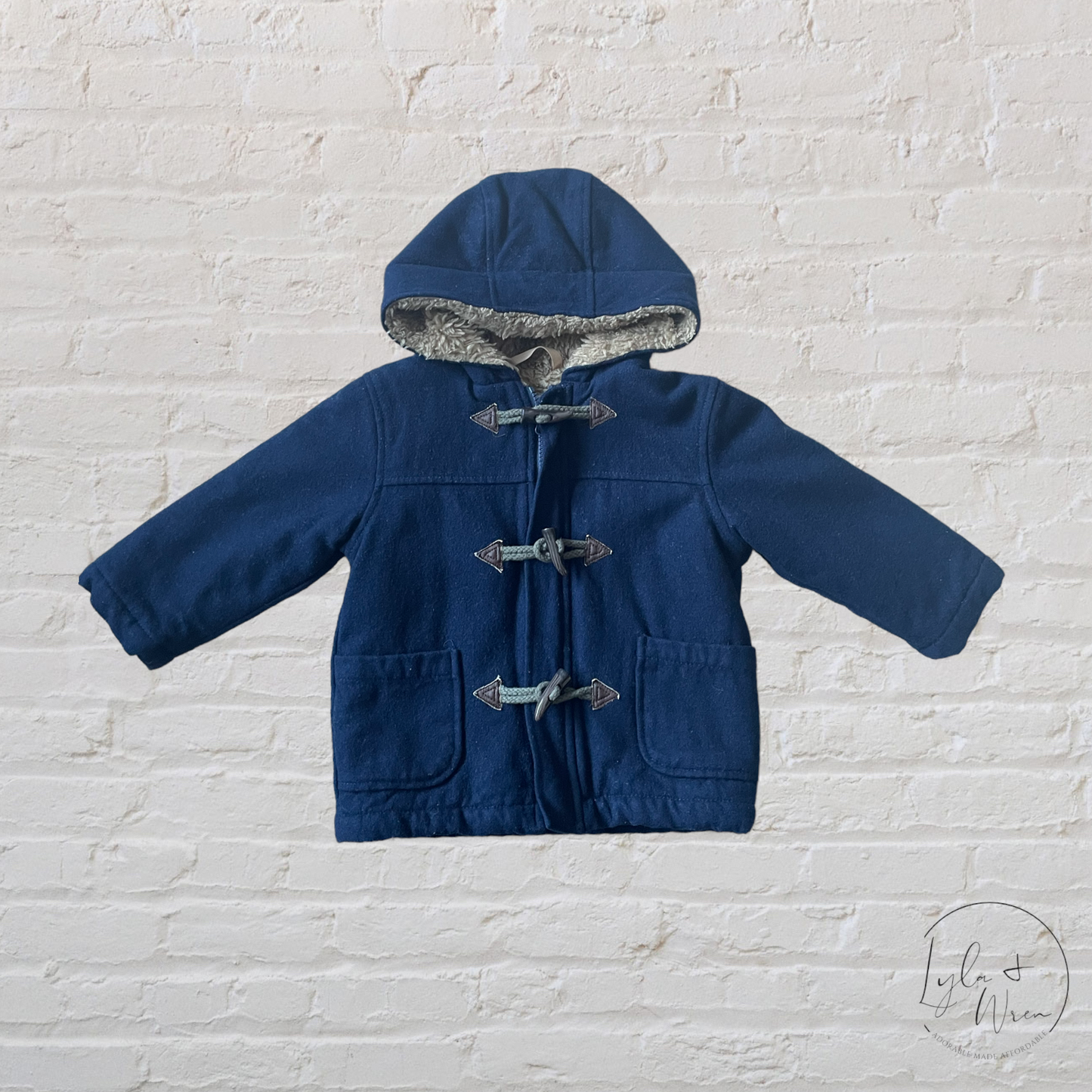 Please Mum Felt + Fleece Toggle Coat | 12-18 M