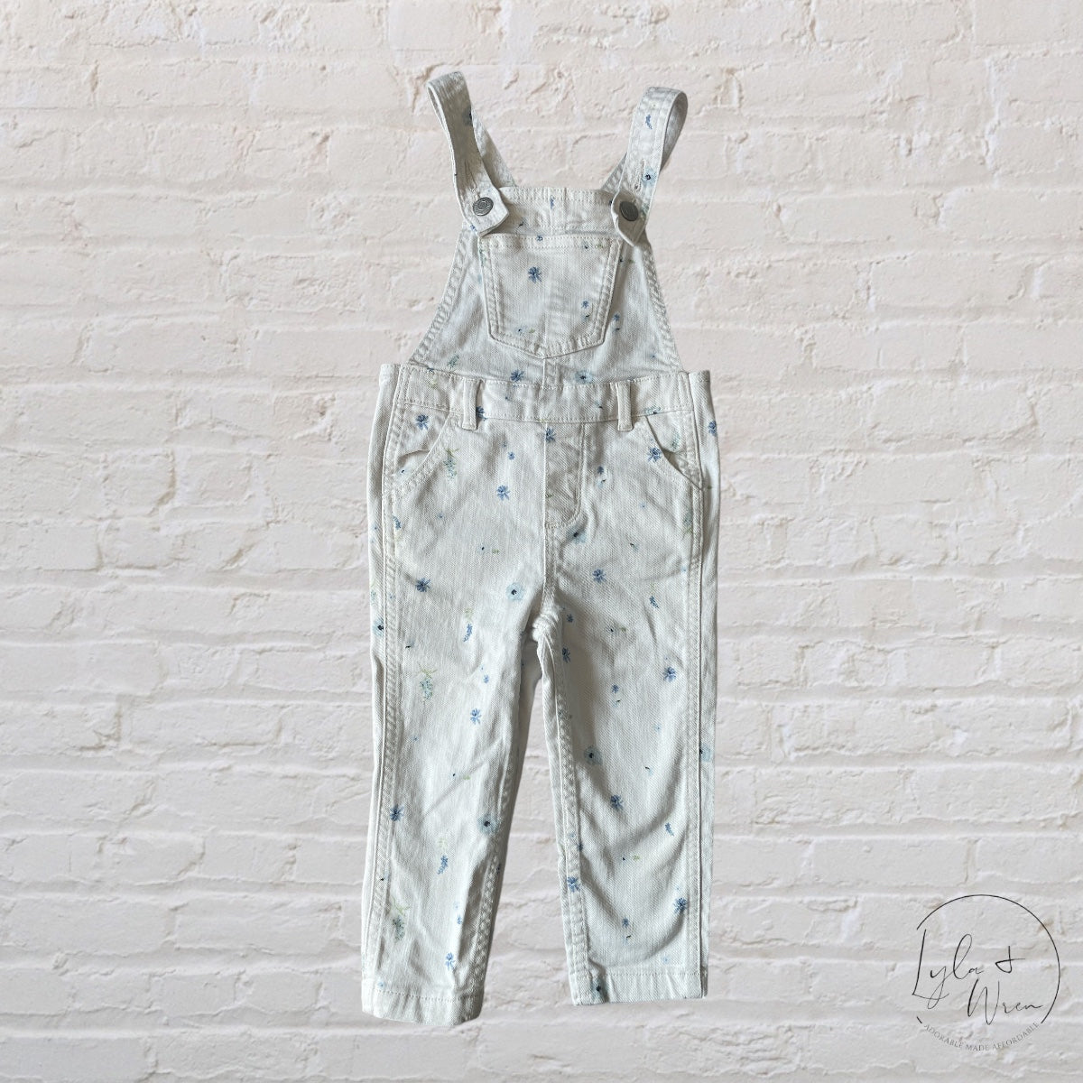 Old Navy White Denim Overalls | 3T