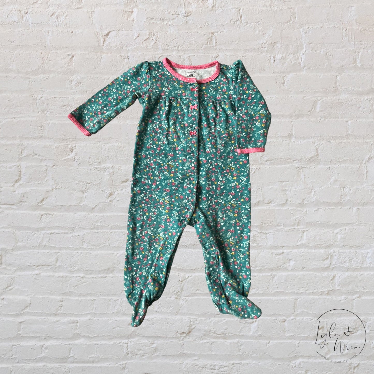 Carter’s Teal Floral Sleeper | 9 M