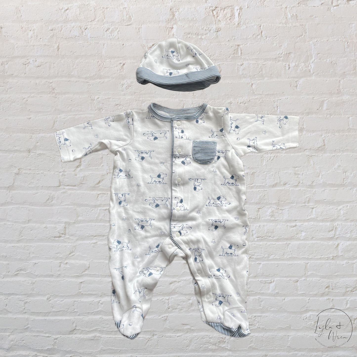 Little Me 2 Piece Sleeper & Hat Set | NB