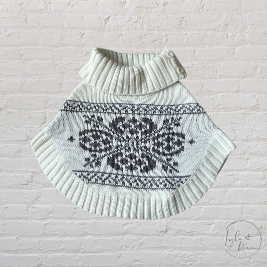 White/Grey Knit Poncho | 12 M