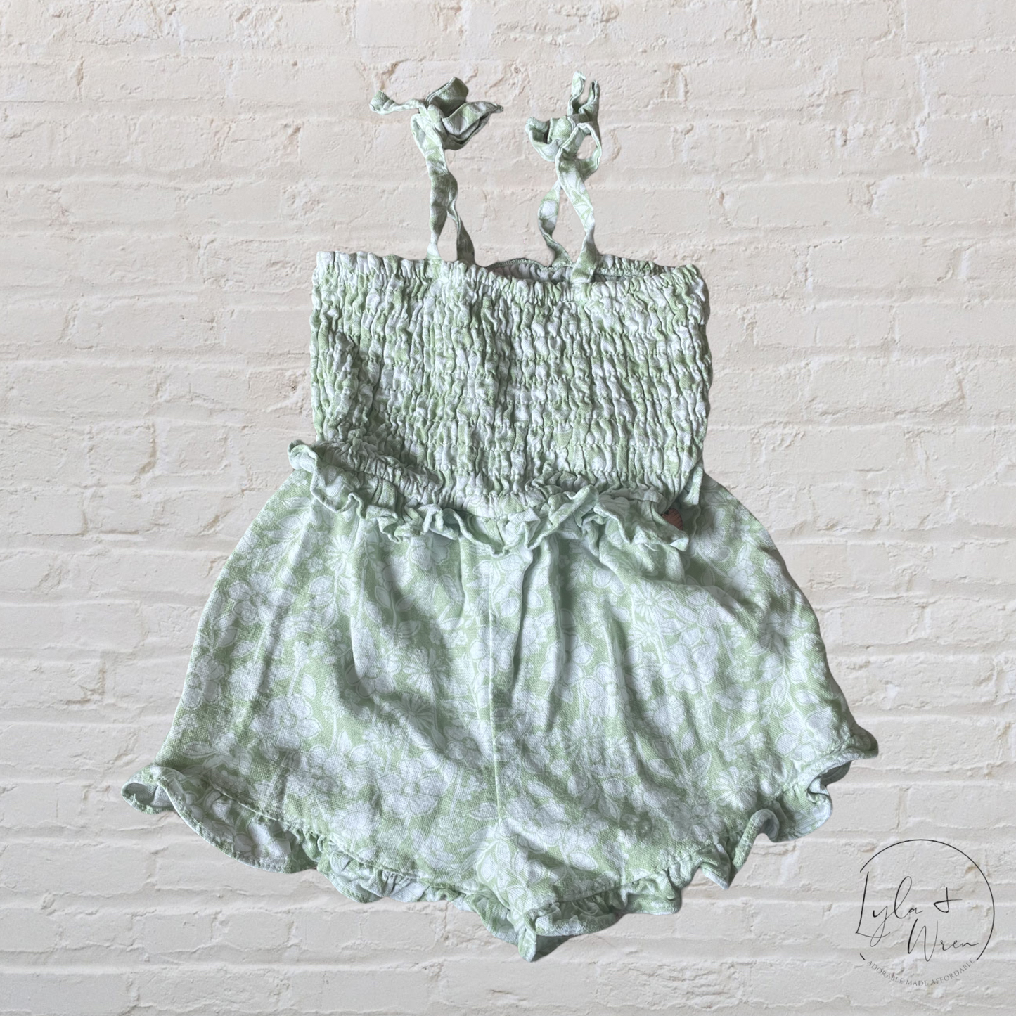 Green Floral Romper | 3T