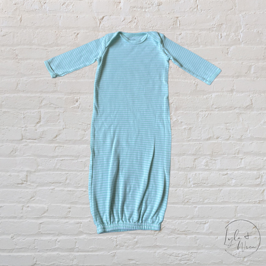 White + Green Striped Sleeping Gown | 0-3 M