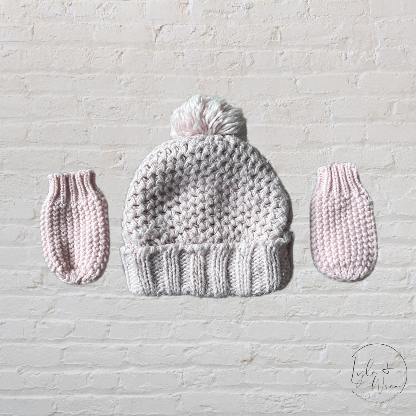 Old Navy Pink Hat + Mitten Set | 6-12 M