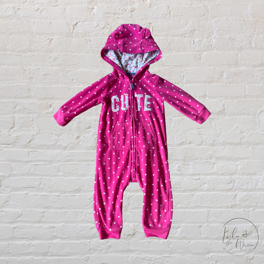 Carter’s One Piece Hooded Fleece Zip Up Outfit | 9 M