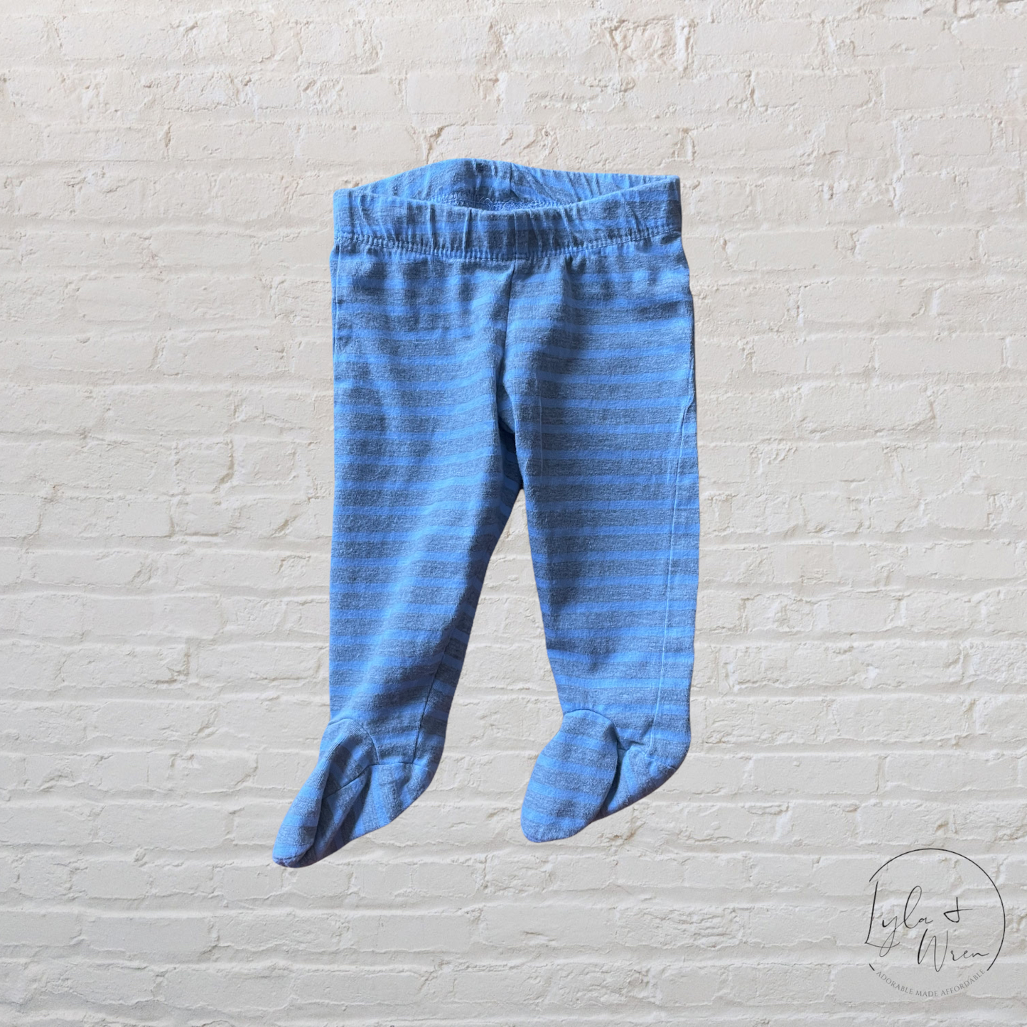 Thyme Grey/Blue Stripe Footed Pants | 0-3 M