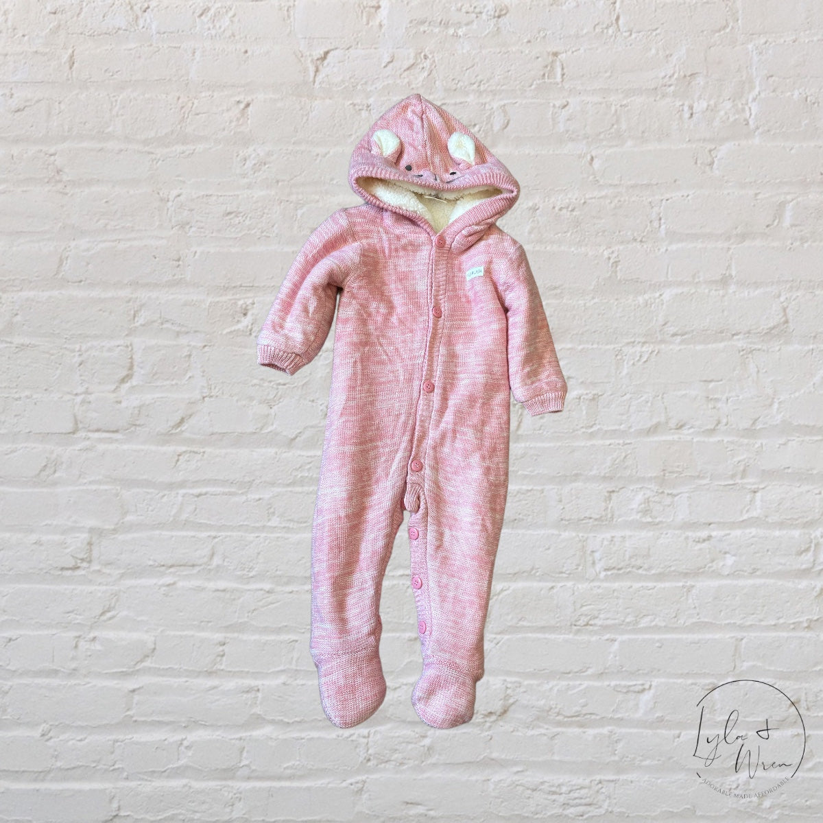 First Wish Pink Knit Fleece Suit | 6-9 M