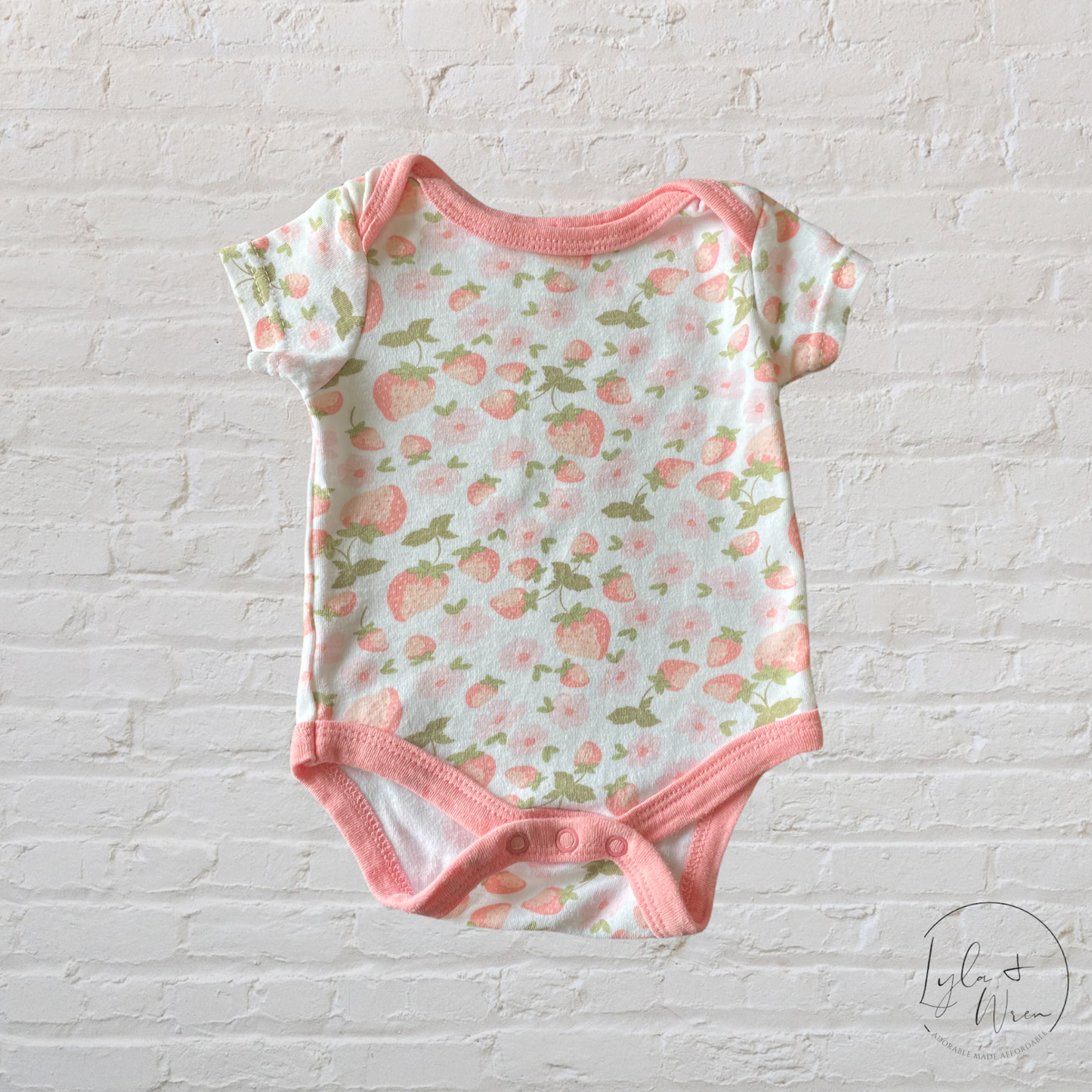 Strawberry Flower Bodysuit | 0-3 M