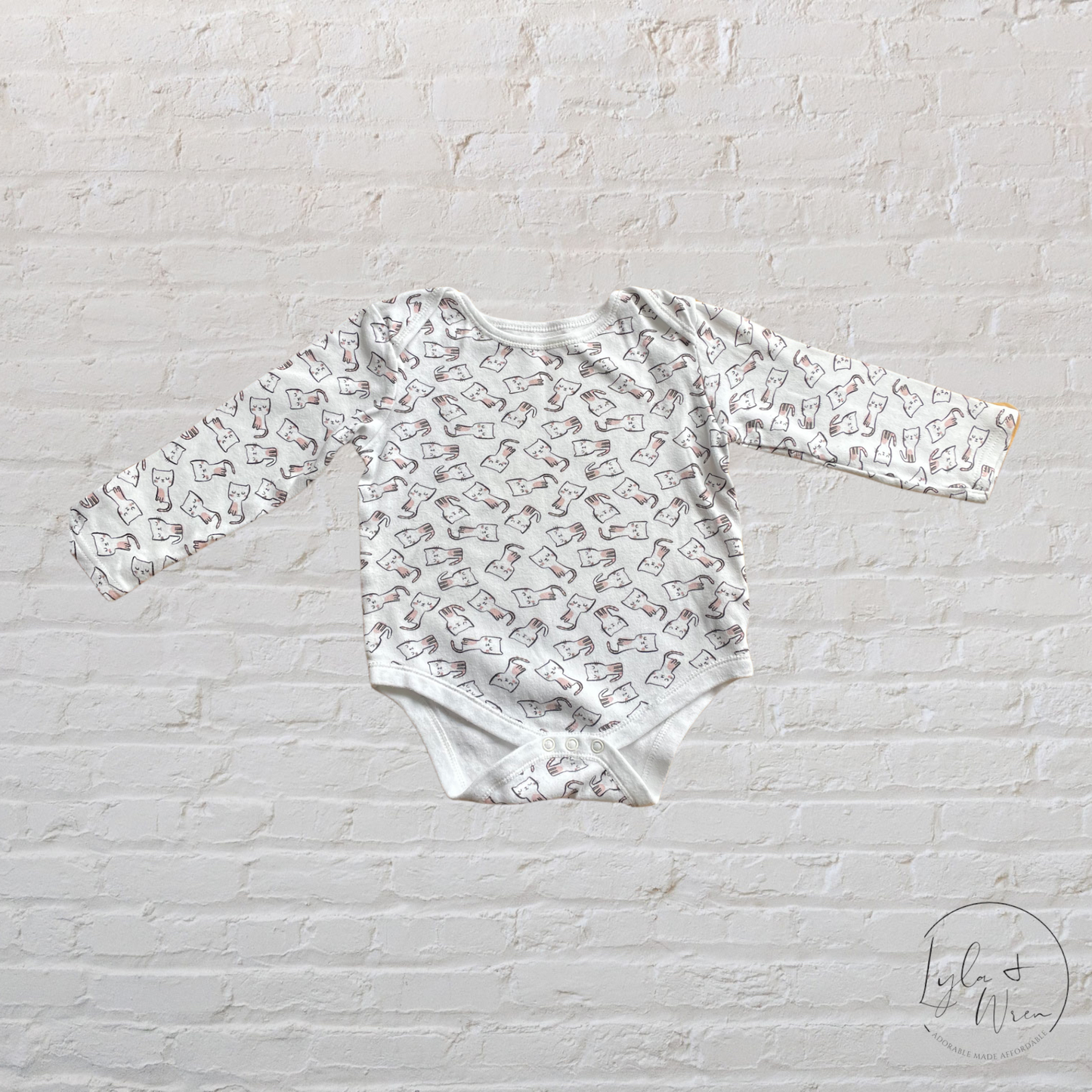 Primark Cat Print Long Sleeve Bodysuit | 24-36 M