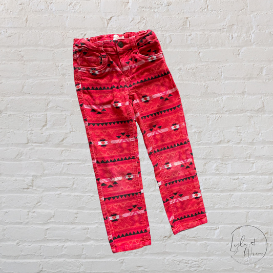 Joe Fresh Red Corduroy Print Pants | 4