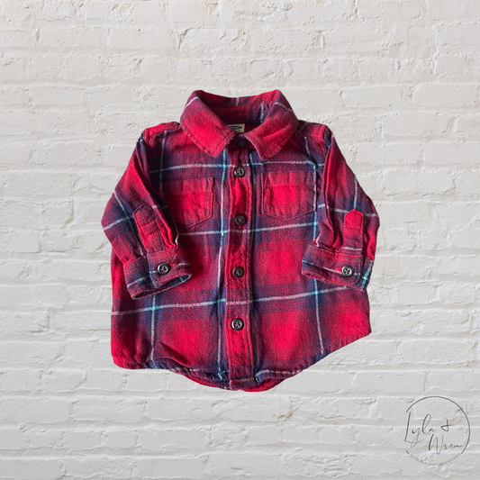 Old Navy Plaid Button Up Shirt | 0-3 M