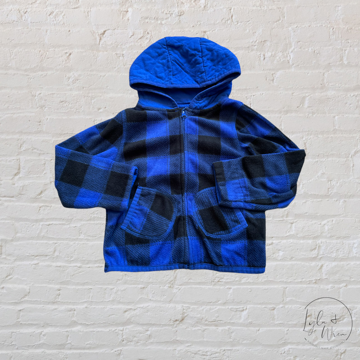 Blue Plaid Fleece Sweater | 12-18 M