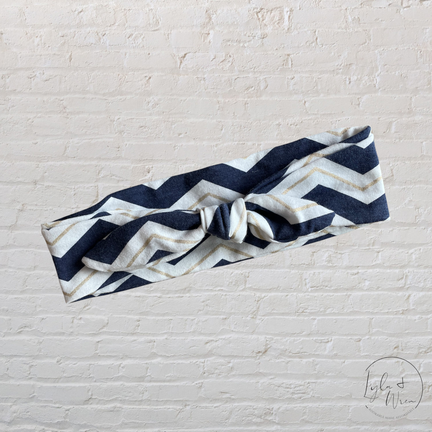 Navy/White/Gold Chevron Headband