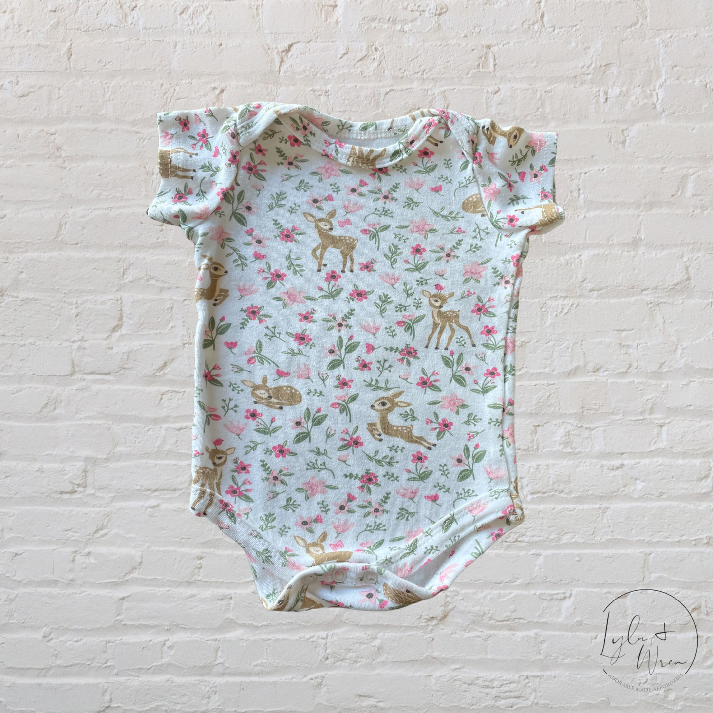 Floral Deer Bodysuit | 0-3 M